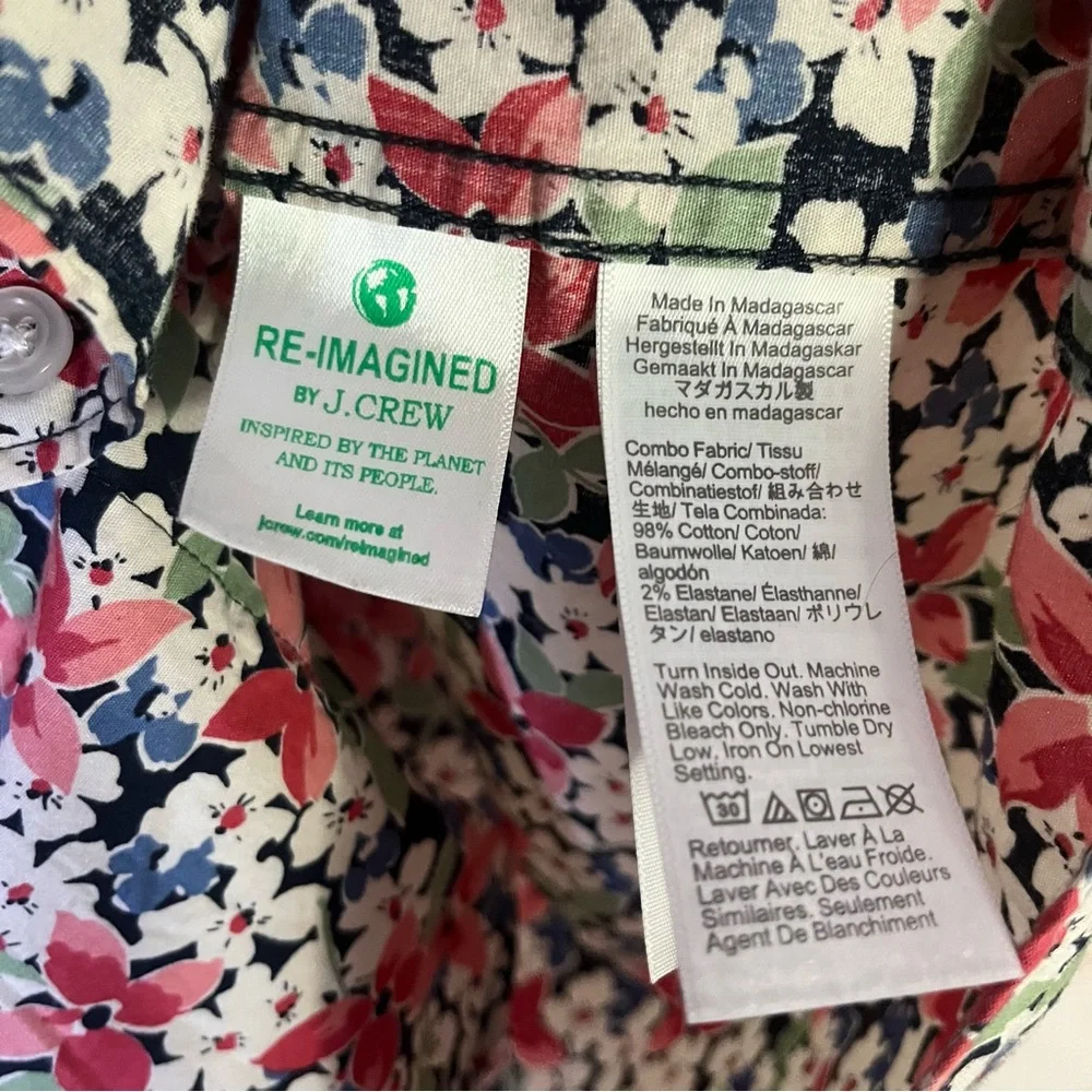 J.Crew‎ Slim Floral Short Sleeve Casual Button Down Shirt Size Large